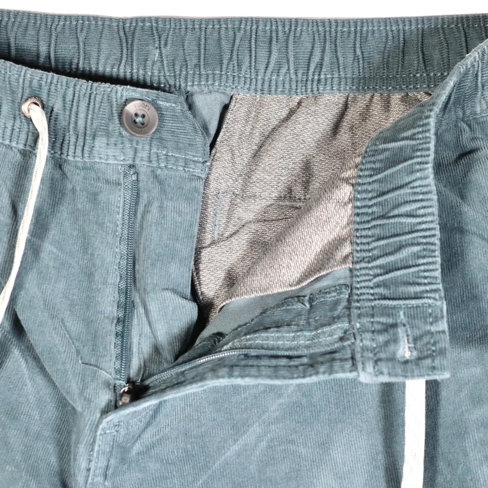 Vuori Optimist Pants Mens Large Teal Blue Corduroy Elastic Waist Drawstring V440